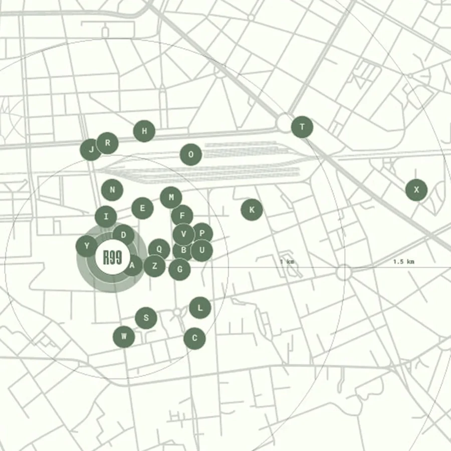 Mappa area di sviluppo per distanza rispetto a ripamonti 99 uffici in affitto a milano - Ripamonti 99